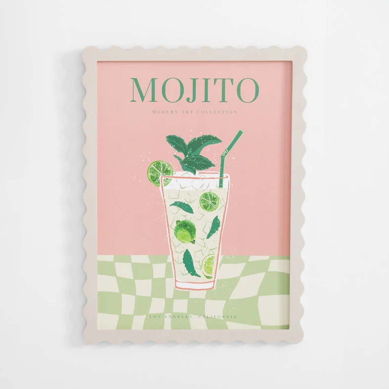 Retro obraz ružovo-zelený 30x40 cm