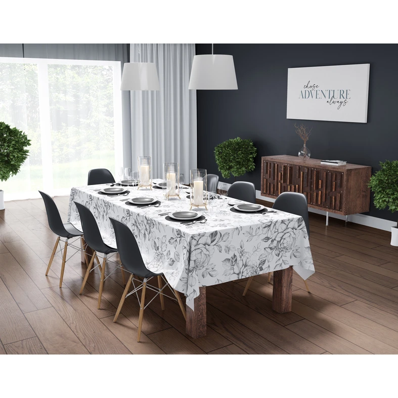 Obrus so sivými kvetmi 110x160 cm