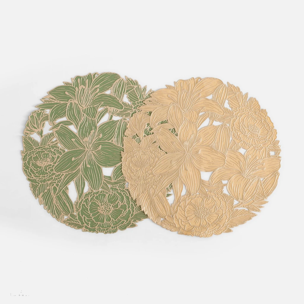 Okrúhle prestieranie na stôl zeleno-zlaté 38 cm