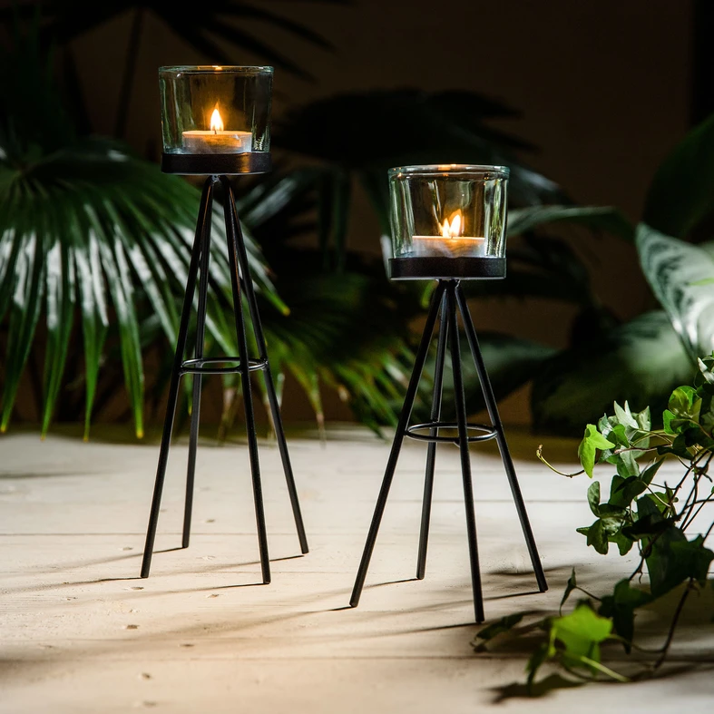 Sada 2 kovových svietnikov na čajové sviečky