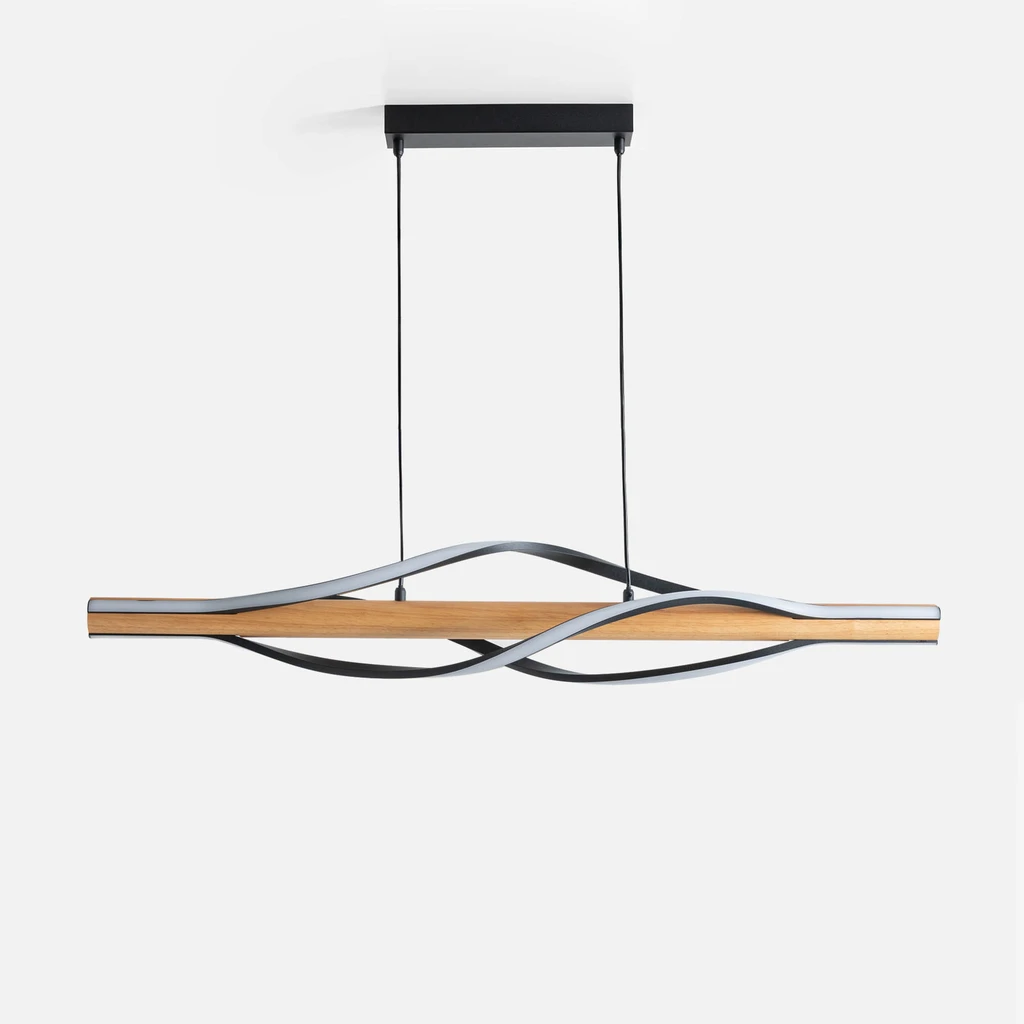 Závesné svietidlo LED drevené čierne BAEZ