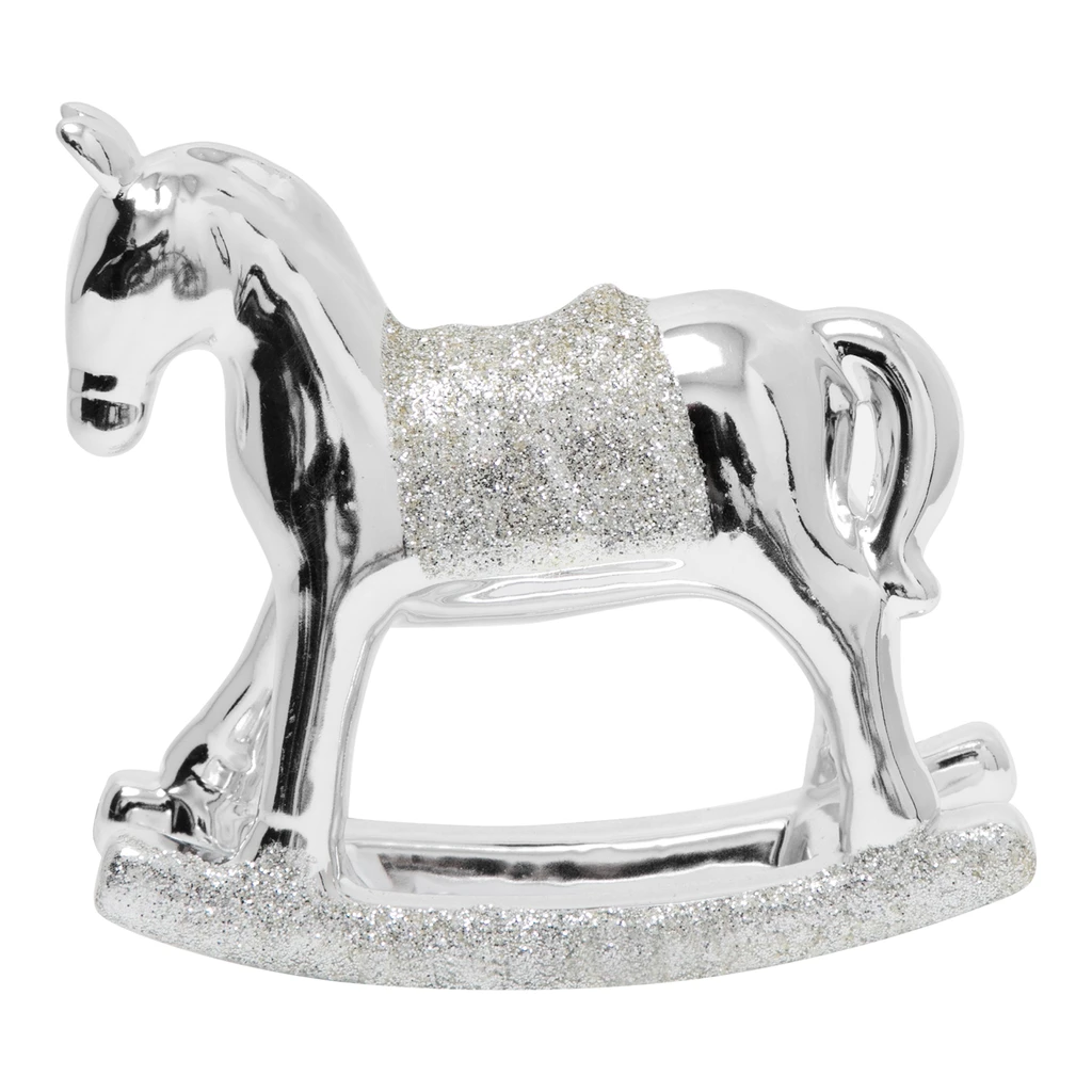 Strieborná dekoratívna figúrka HOJDACÍ KONÍK 11,5