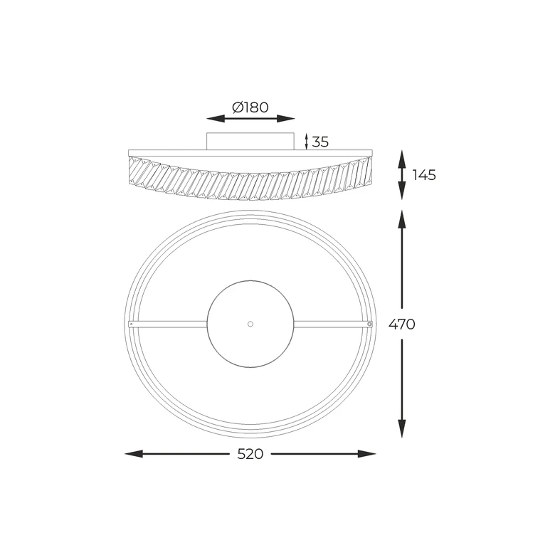 Moduł wbudowany w elementy dekoracyjne lampy emituje strumień świetlny o wartości 4200 lumenów.