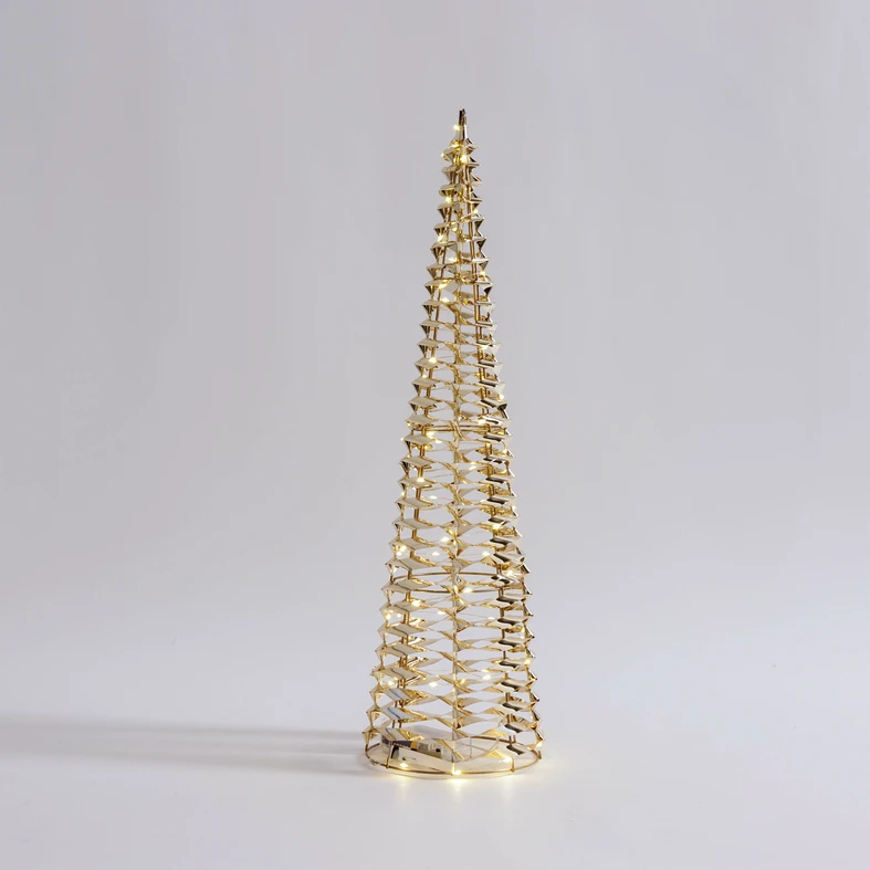 SVIETIACI VIANOČNÝ STROMČEK dekorácia LED v tvare kužeľa, zlatá, 60 cm
