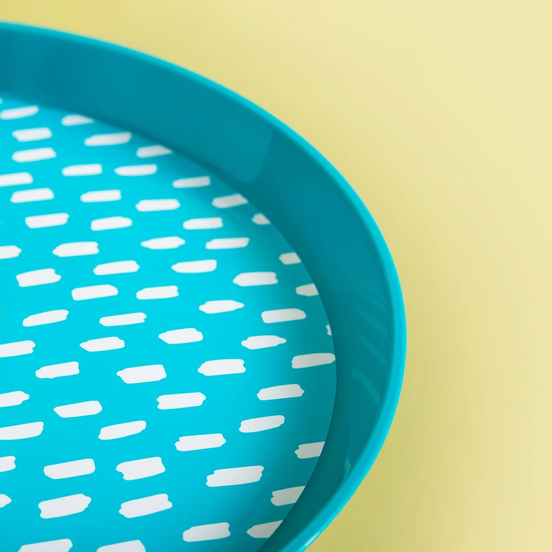 Súprava 4 plastových tanierov modrá, 21 cm