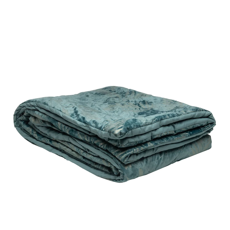 Zelená velúrová vrchná prikrývka TIARA 180 x 200 cm