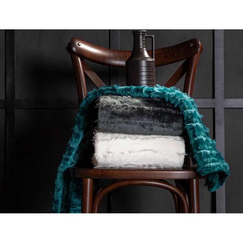 Béžová deka so strapcami ASHA 130x160 cm