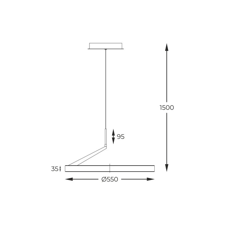 Wiszący model lampy MALU to oświetlenie idealne do salonu - posiada średnicę 55 cm.