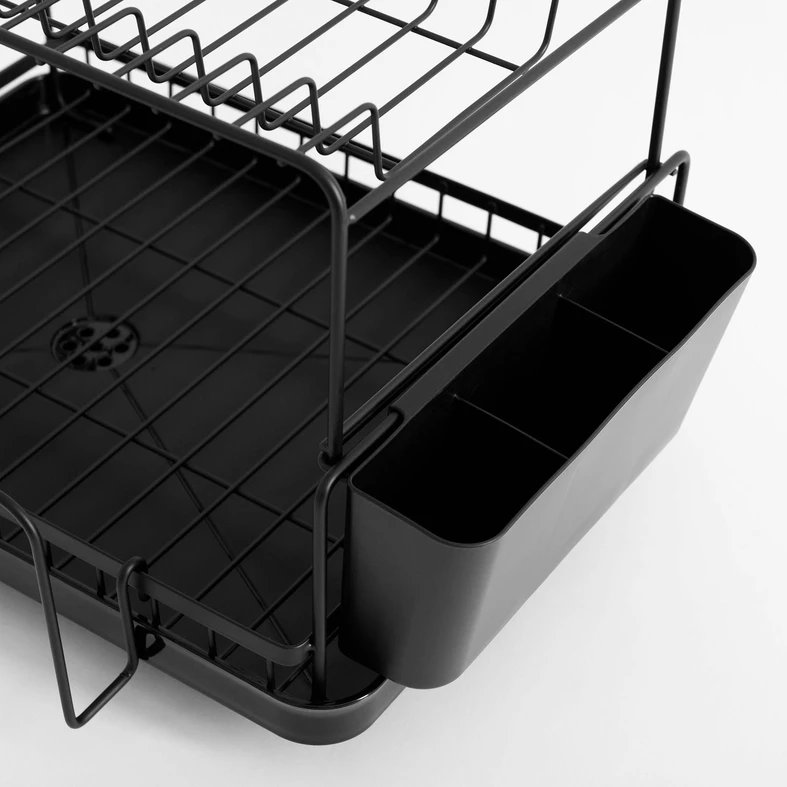 Czarna dwupoziomowa suszarka na naczynia 