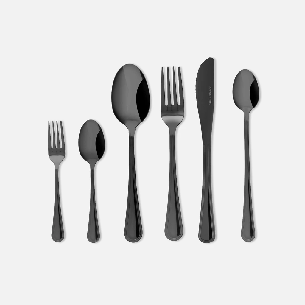 Súprava čiernych príborov LUCE, 24-dielna