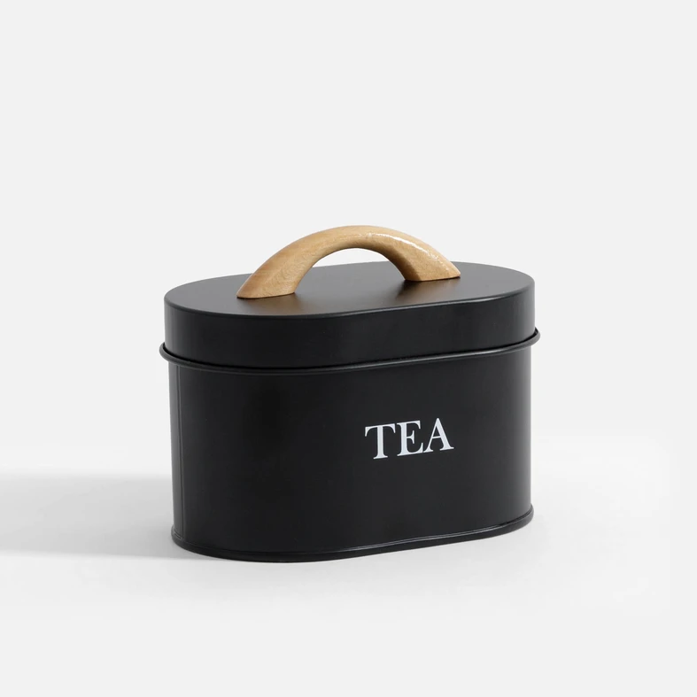 Kuchynská nádoba na čaj čierna 15 cm