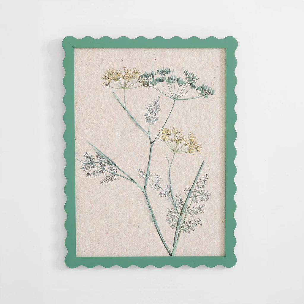 Botanický obraz vetvičky kôpru, béžovo-zelená 30x40 cm