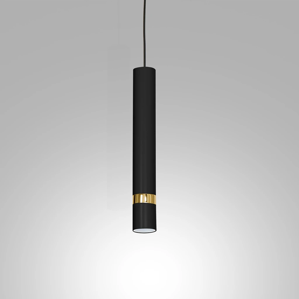Závesné svietidlo v loftovom štýle RENO, čierno-zlatý valec