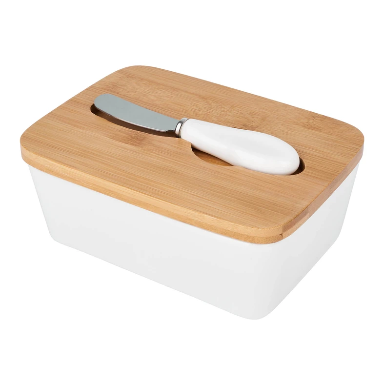 Maselnička s bambusovým vekom a nožom