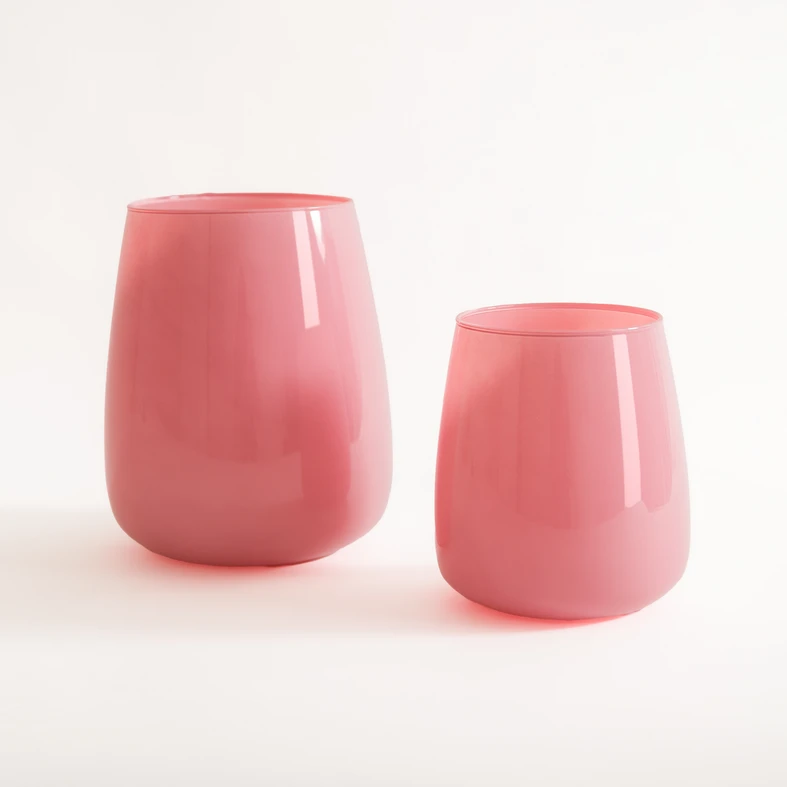 Sklenená váza ZINNIA ružová 23 cm