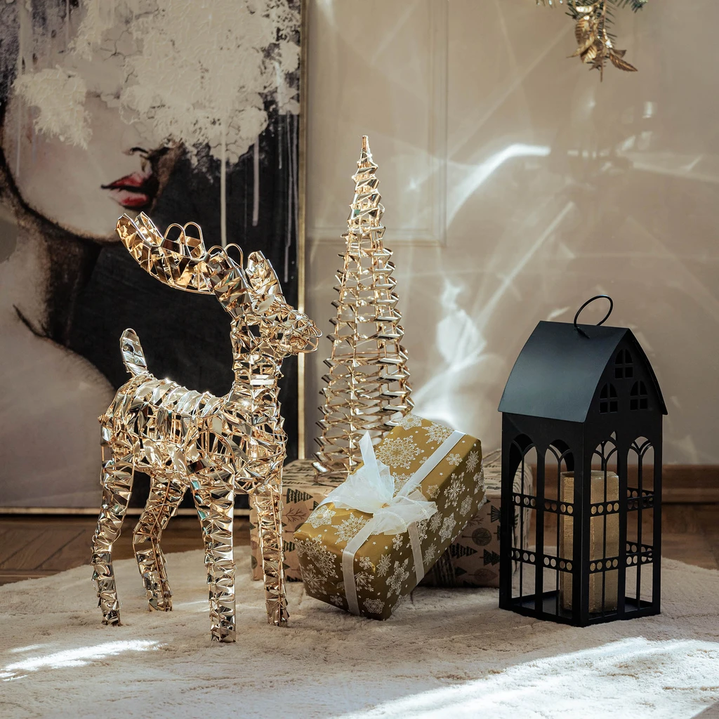 LED dekorácia svietiaci stromček zlatá 40 cm