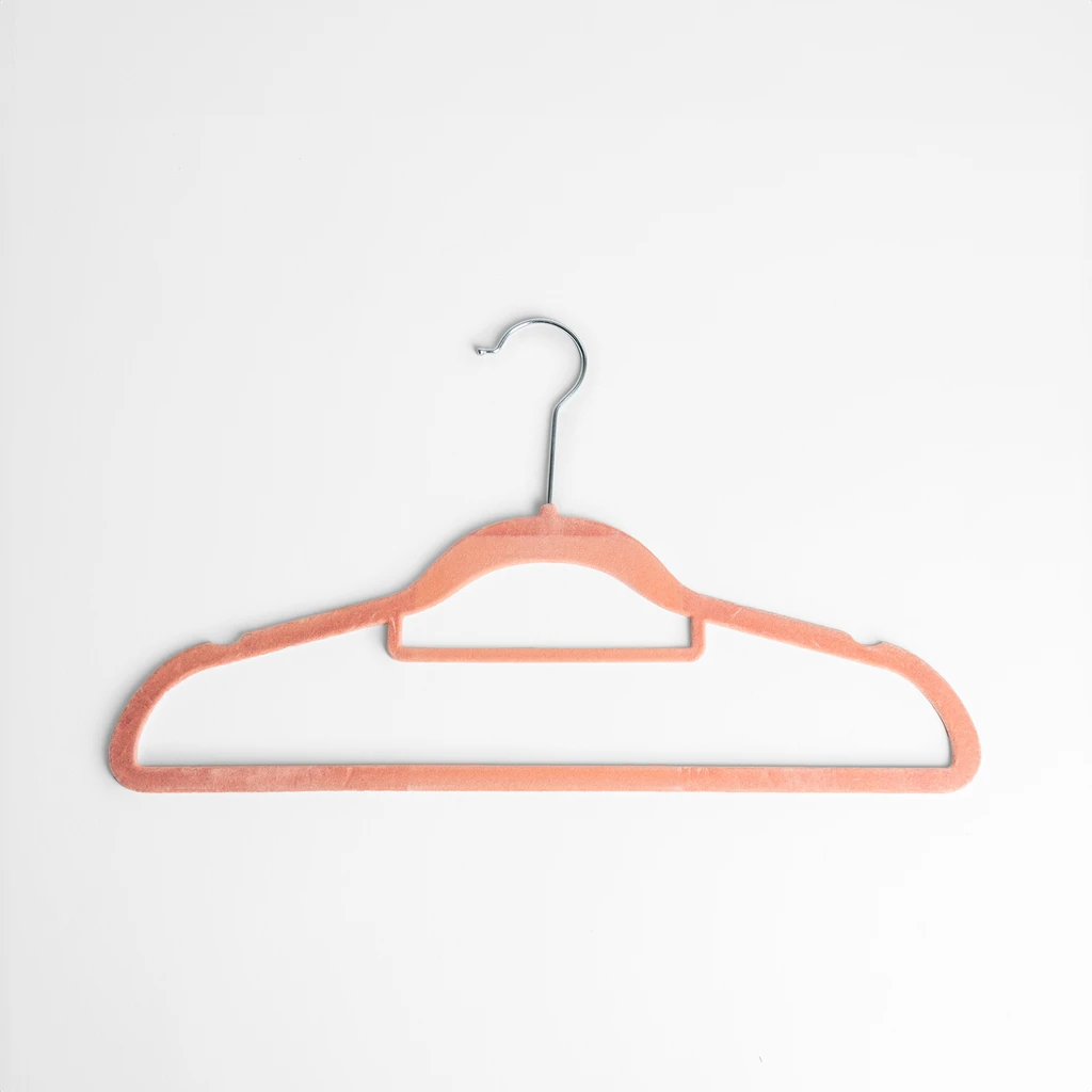 Zamatový ružový vešiak VELVET, sada 5 ks