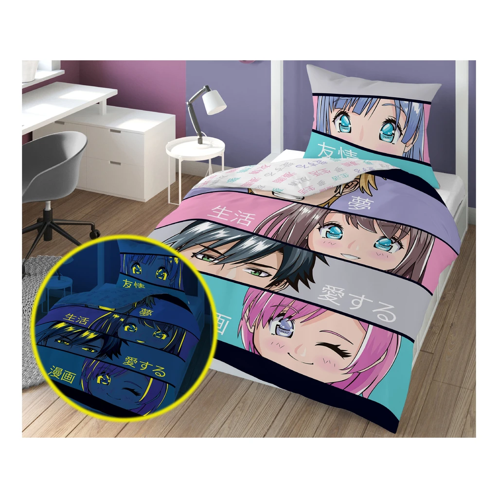 Posteľná bielizeň svietiaca v tme FLUO MANGA 160 x 200 cm