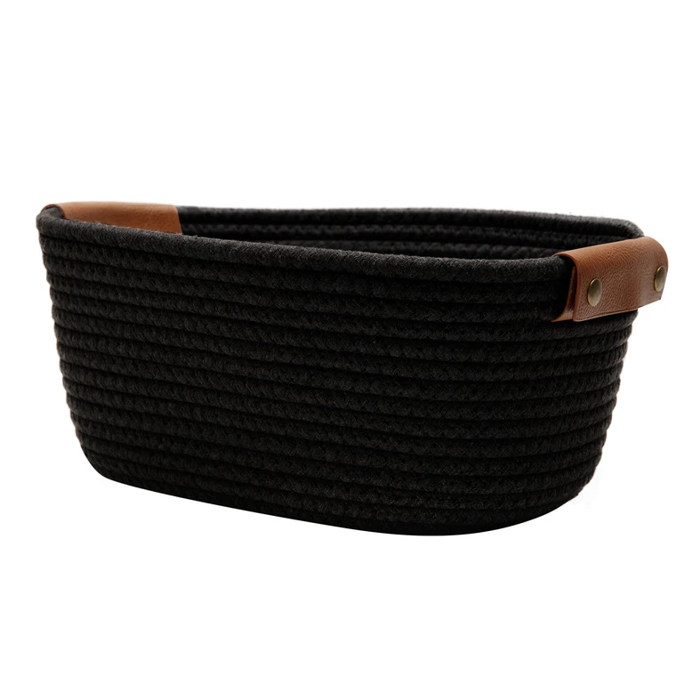 Pletený kôš ČIERNY obdĺžnikový 30 x 20 x 15 cm