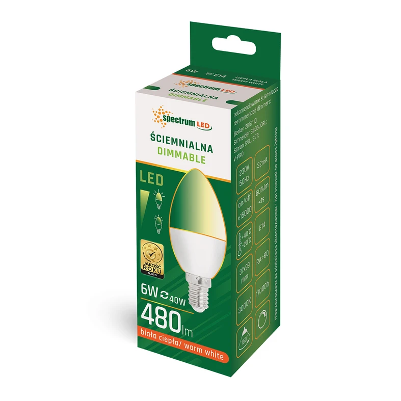 LED žiarovka E14 6W teplá farba DIMMABLE SPECTRUM