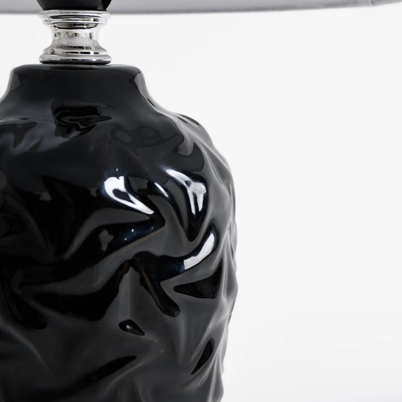 Stolná lampa s tienidlom čierno-biela 31,5 cm