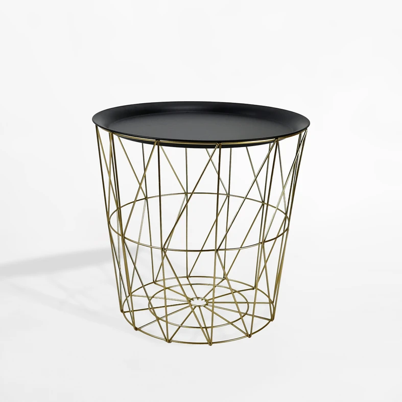 Stolík s úložným priestorom 38 cm zlato-čierny