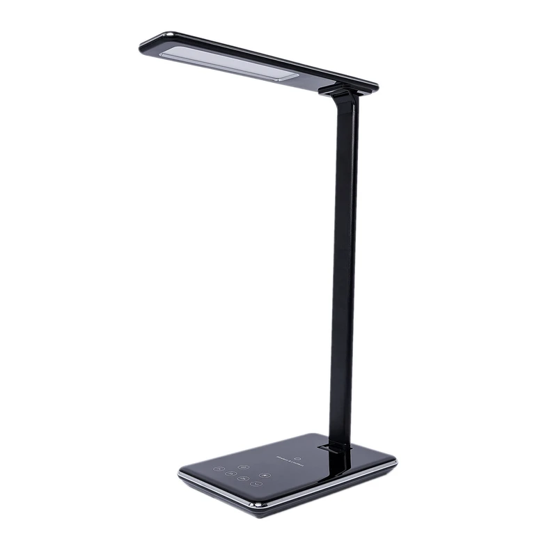 Čierna stolná lampa LED CLARA s indukčnou nabíjačkou