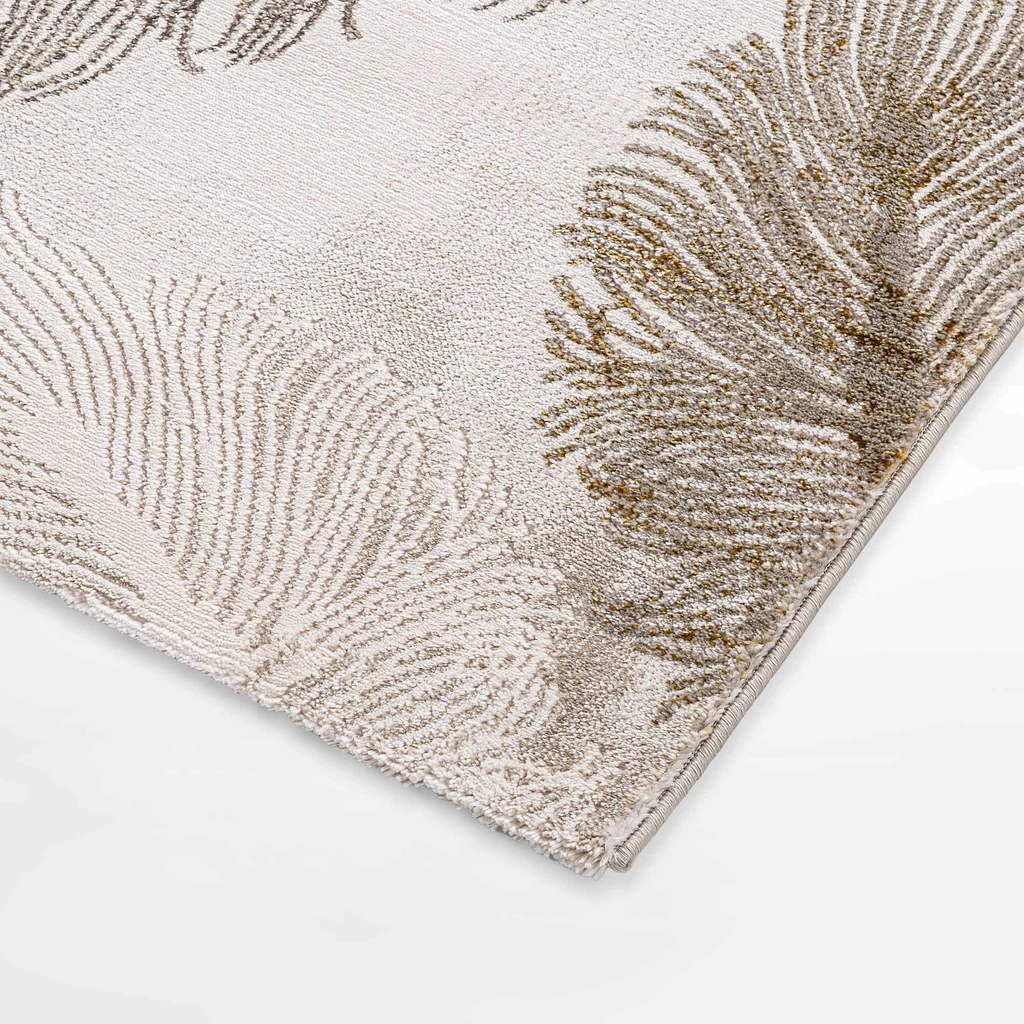 Koberec so vzorom peria SPAZZIO, krémový, 80x150 cm