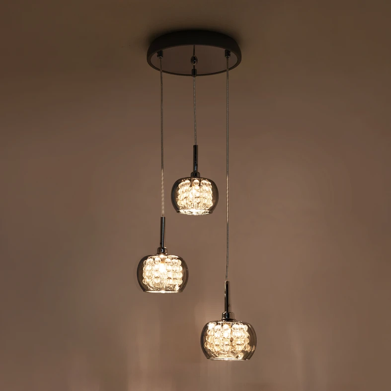 Závesné svietidlo glamour s okrúhlym stropným krytom CRYSTAL