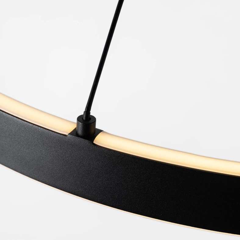 Lampa wisząca LINOS LED - czarno-złoty pierścień, idealny do salonu.