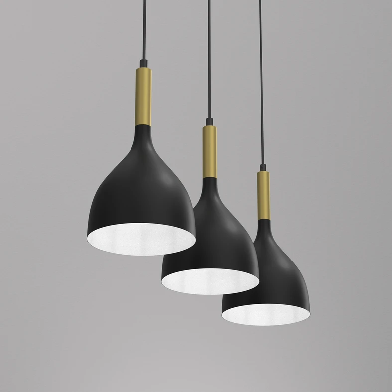 Čierno-zlaté závesné svietidlo NOAK III, 3xE27