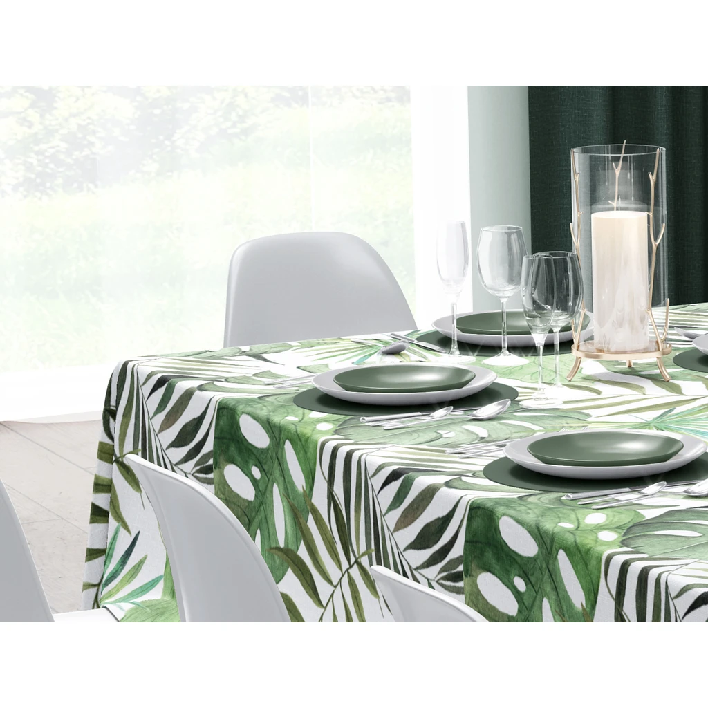 Obrus s motívom listov monstery 140 x 220 cm