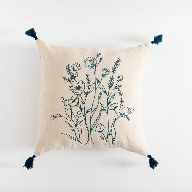 Dekoračná obliečka so strapcami modrá FLORIA 45x45 cm