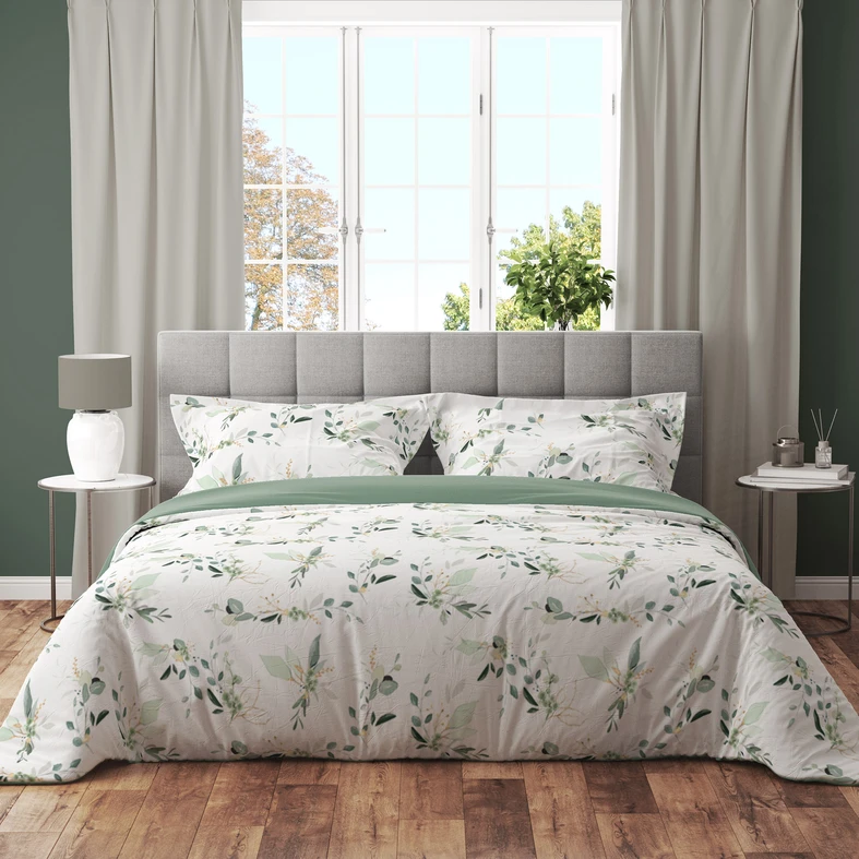 Pościel bawełniana z motywem roślinnym COTTAGE HOME 220x200 cm.