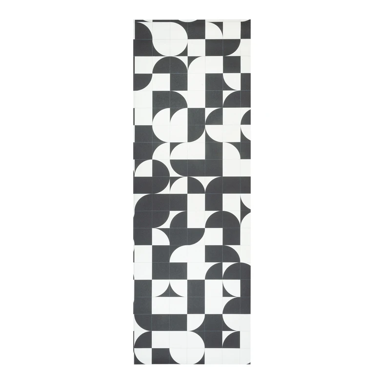 Kuchynský behúň na podlahu čierno-biely geometrický 67x200 cm