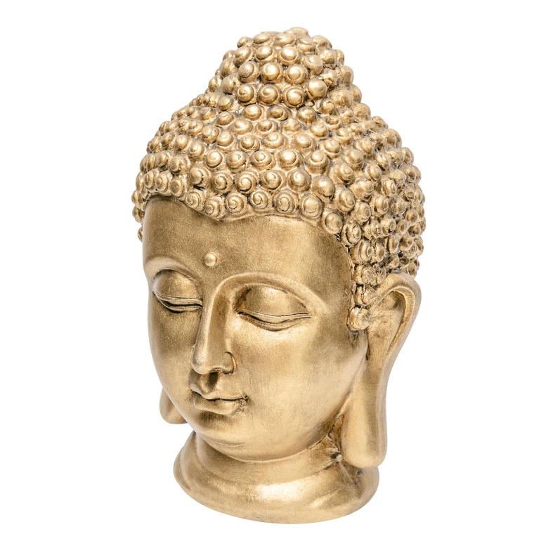 Zlatá dekoratívna figúrka HLAVA BUDHU 23 cm