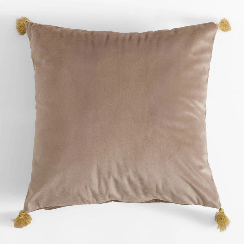 Ciemnobeżowa welurowa poszewka z motywem palmy