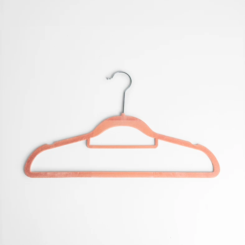 Zamatový ružový vešiak VELVET, sada 5 ks