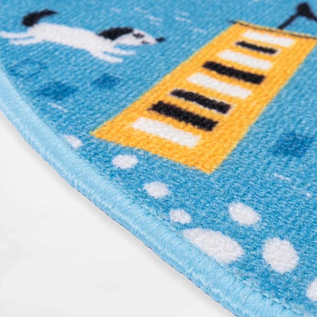 Koberec STELLA, okrúhly, ulice, modrý, 120 cm