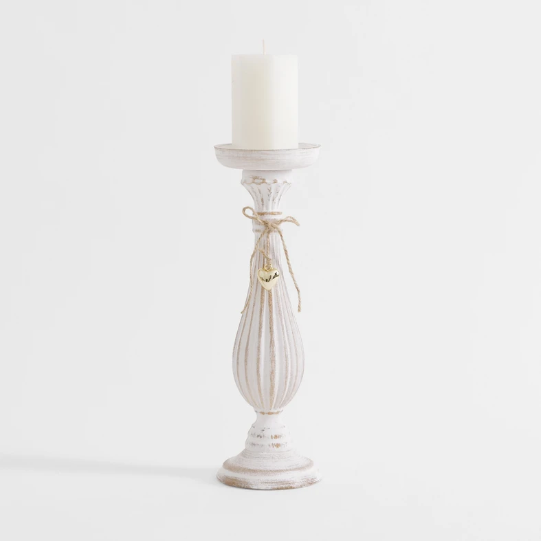 Biały świecznik na jedną świecę