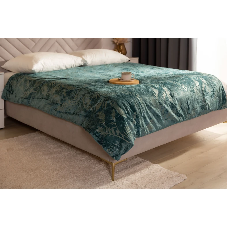 Zelená velúrová vrchná prikrývka TIARA 180 x 200 cm