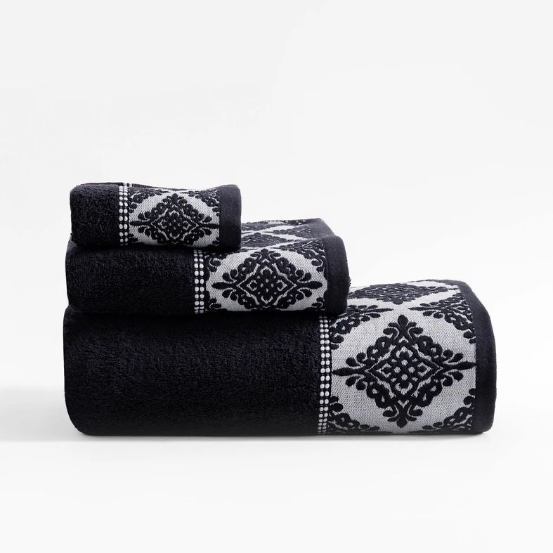 Bavlnený uterák čierno-biely AGADIR 50x90 cm