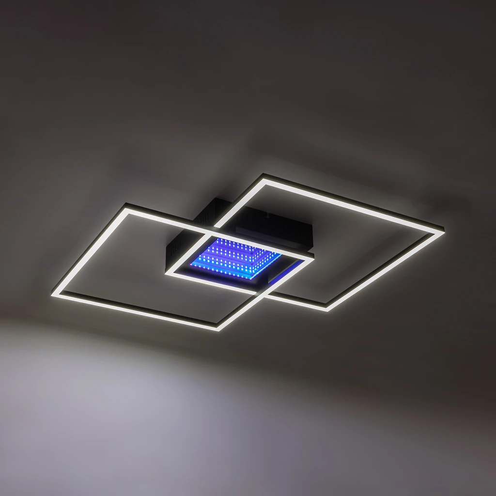 Stropné svietidlo LED RGB čierne LUMI s diaľkovým ovládačom