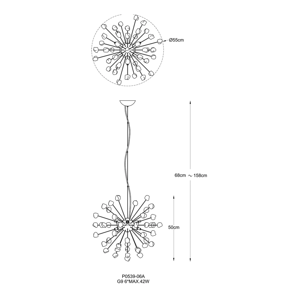 Závesné svietidlo STAR P0539-06A-F7DY
