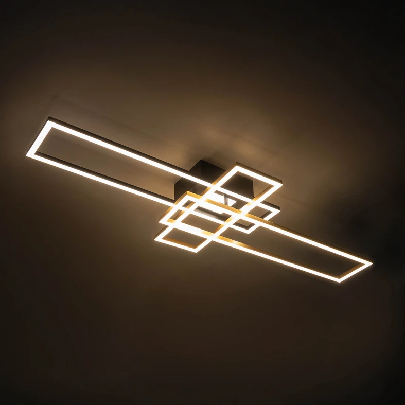 LED stropné svietidlo čierno-zlatá LUMENZ s diaľkovým ovládačom