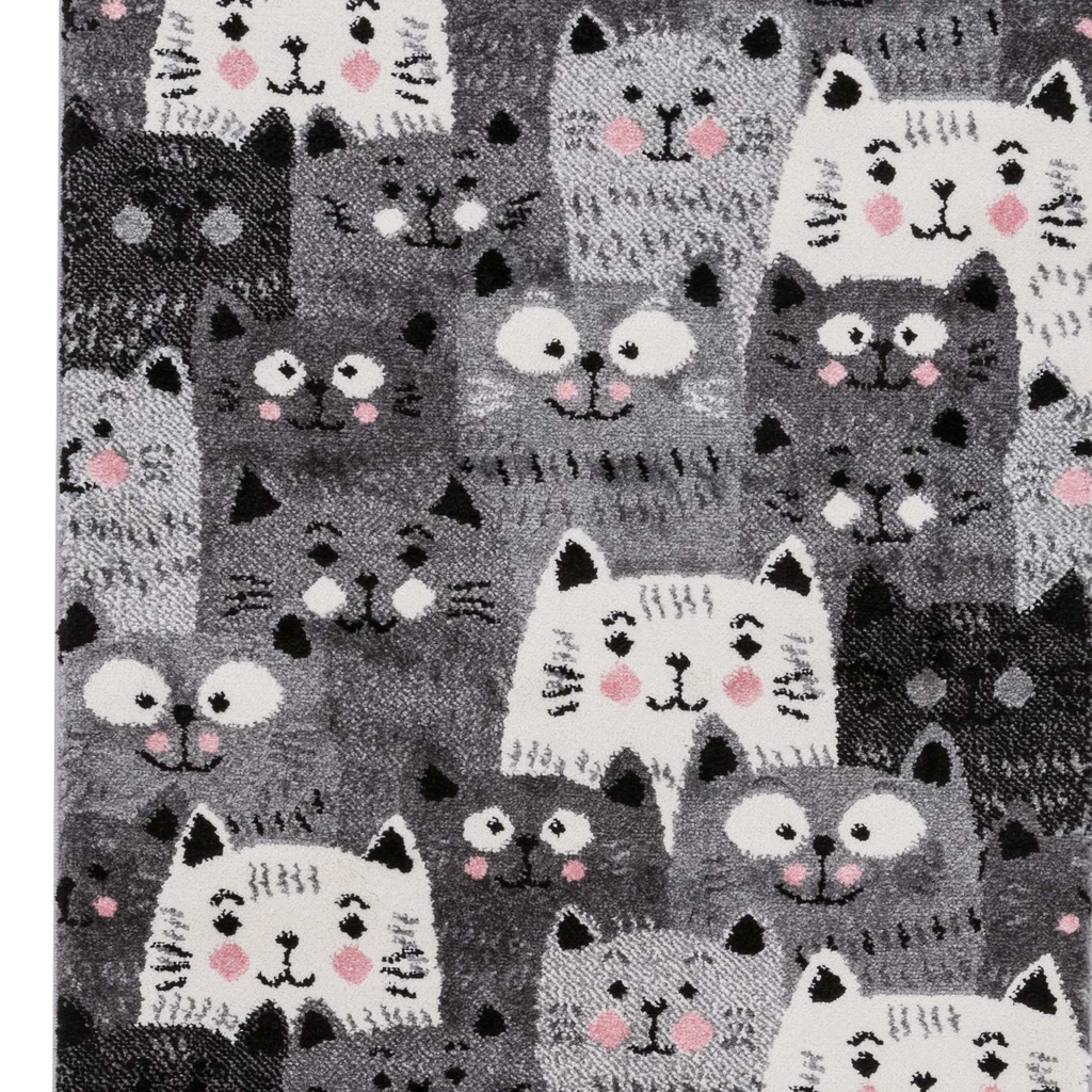 Sivý koberec, mačky HAPPY 80x150 cm