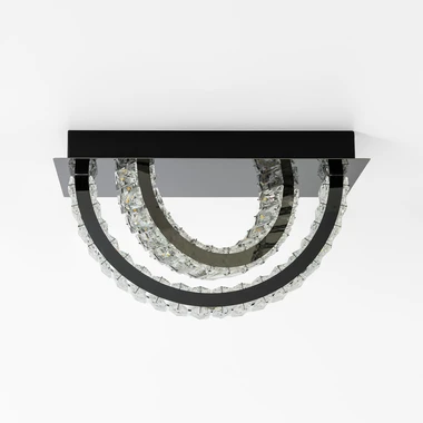 Stropné svietidlo 2 krúžky čierne TULA s diaľkovým ovládaním