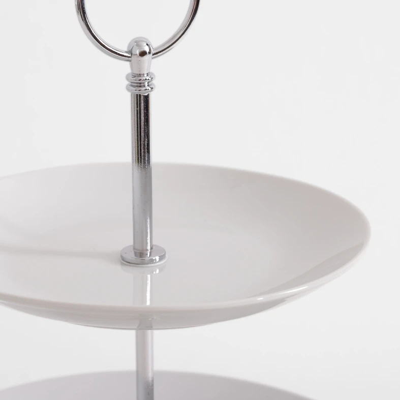 Porcelánový 3-poschodový servírovací tanier biely 35 cm