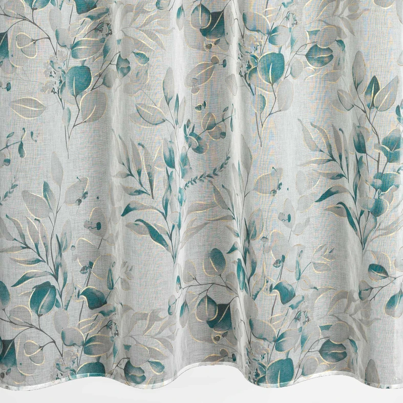 Záves na kolieskach bielo-tyrkysová AVA 140x250 cm