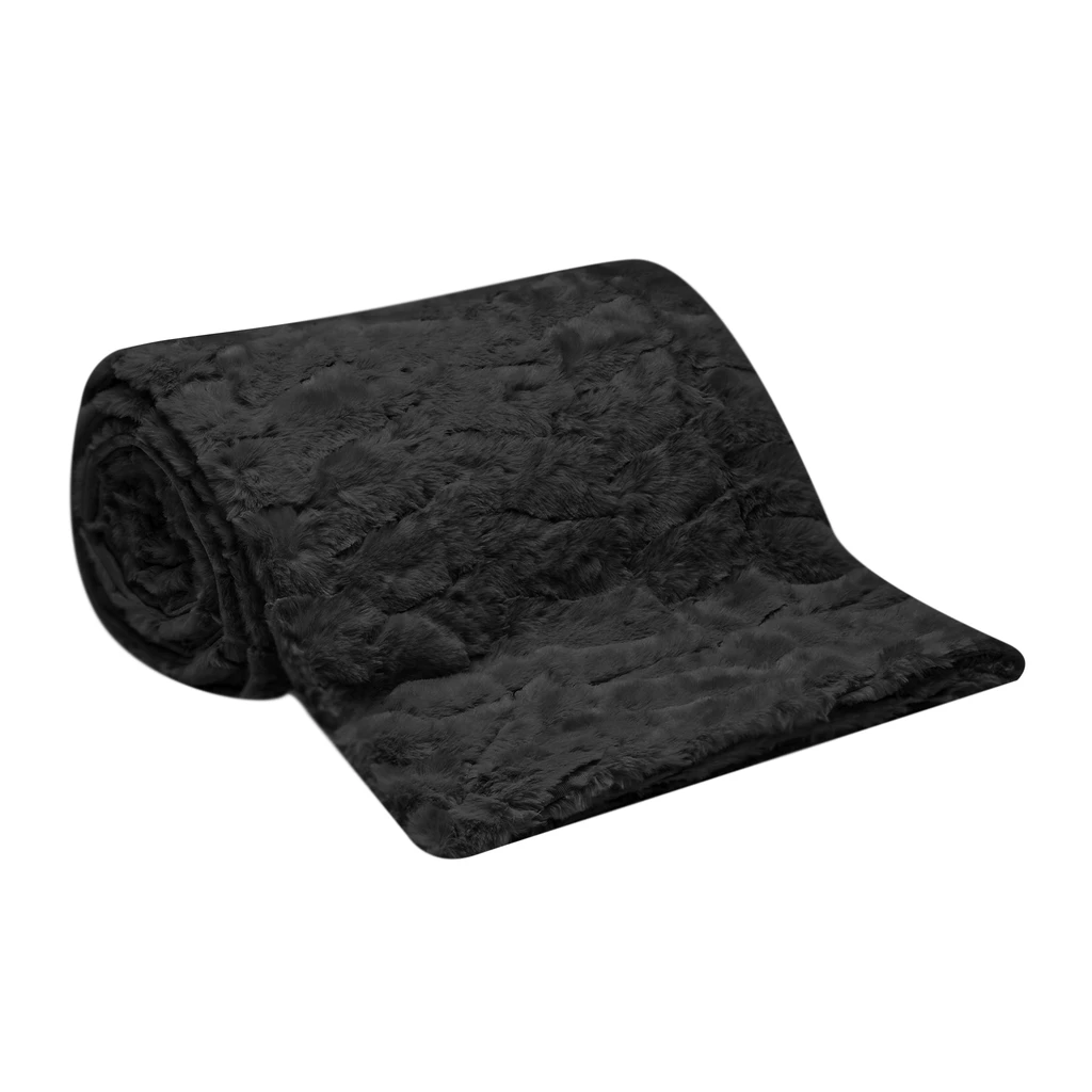 MAISON čierna chlpatá deka 200x220 cm